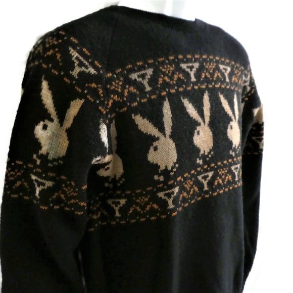 SOLD Vintage 60s Playboy Sweater All Wool Black S - Picture 5 of 11